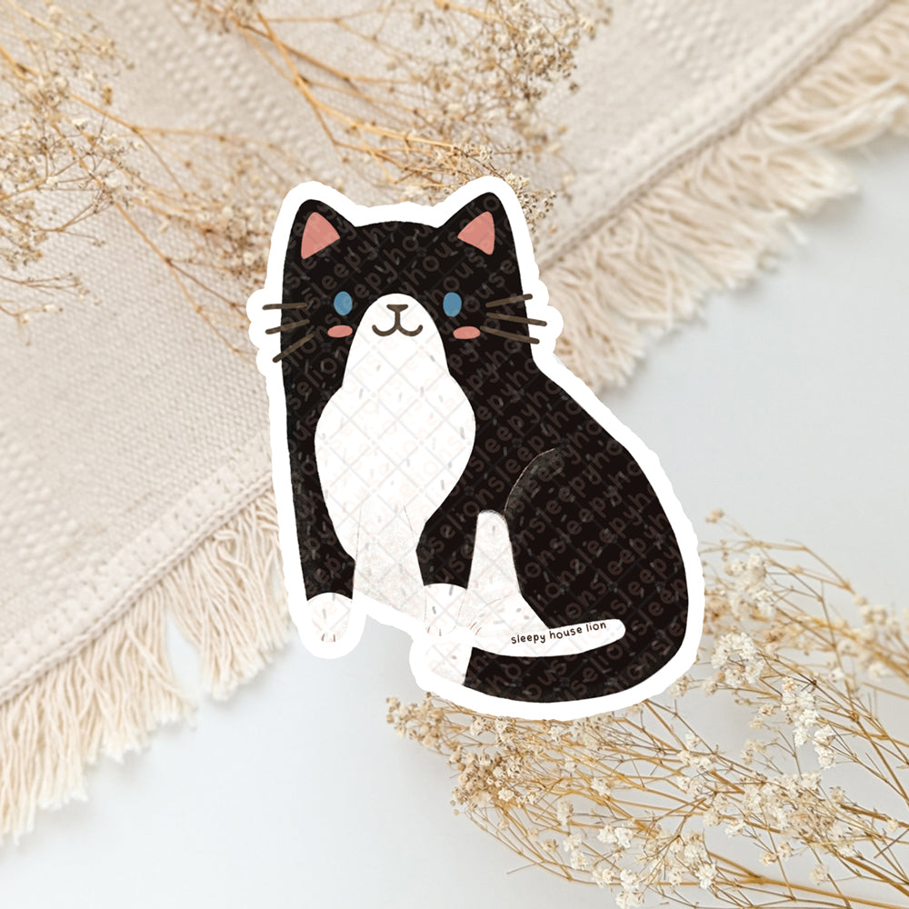 tuxedo cat vinyl sticker