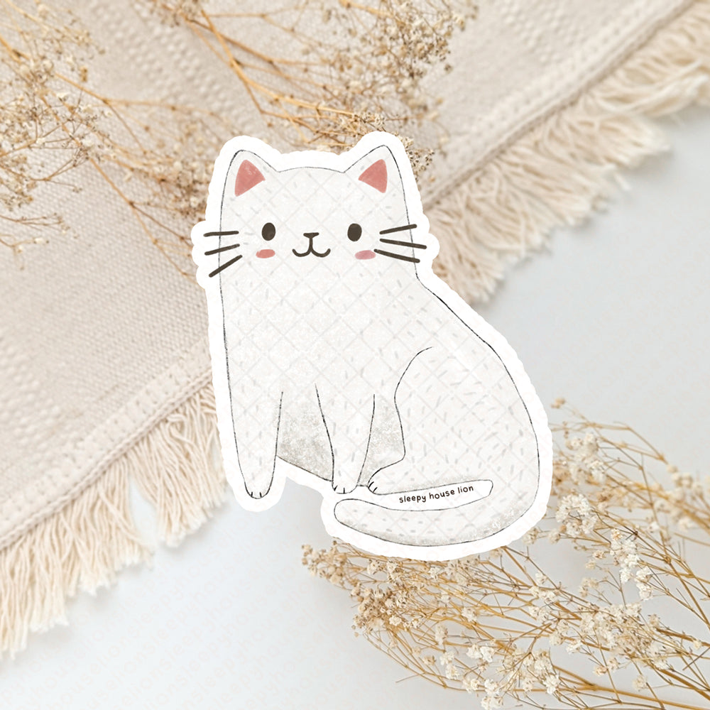 white cat vinyl sticker