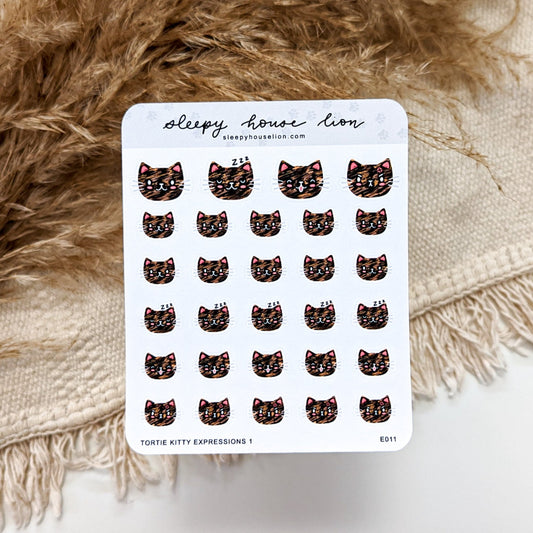 TORTIE KITTY EXPRESSIONS STICKER SHEET