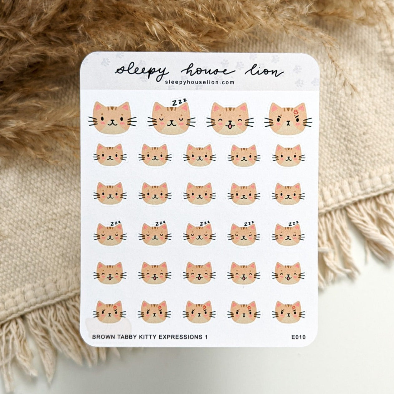 BROWN TABBY KITTY EXPRESSIONS STICKER SHEET