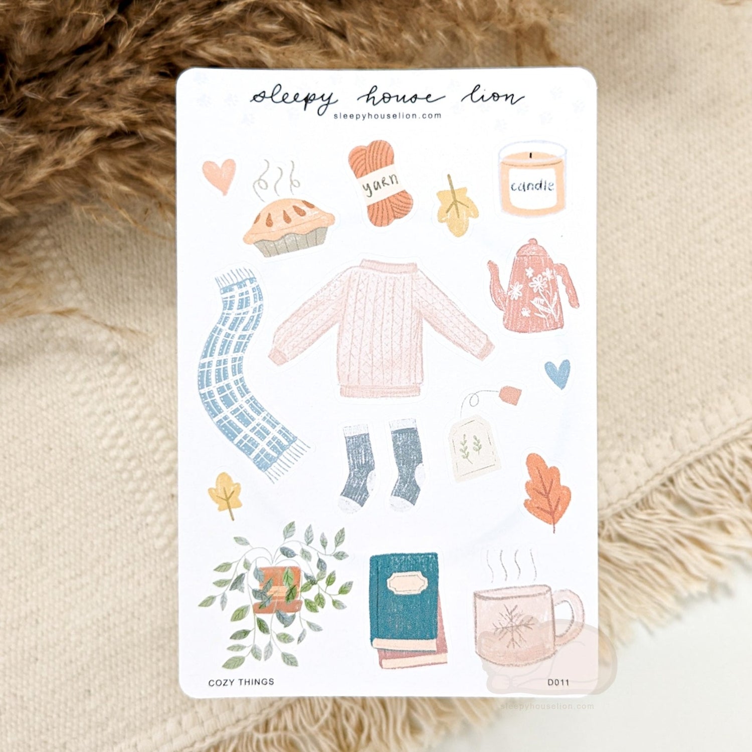 Cozy Things Sticker Sheet - Sleepy House Lion