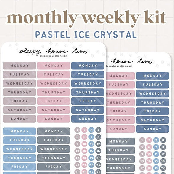 PASTEL ICE CRYSTAL MONTHLY WEEKLY STICKER SHEET