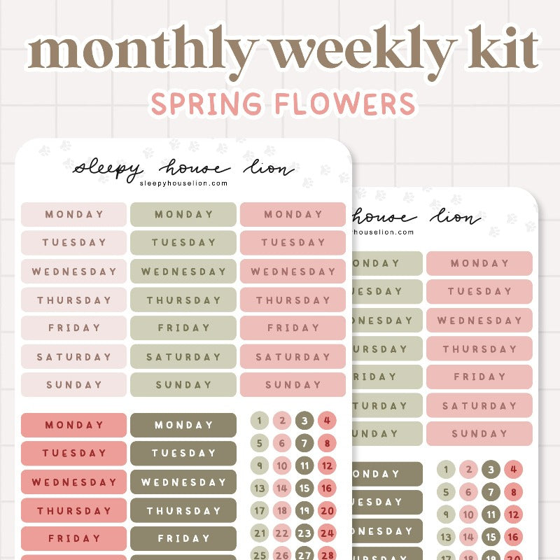SPRING FLOWERS MONTHLY WEEKLY STICKER SHEET