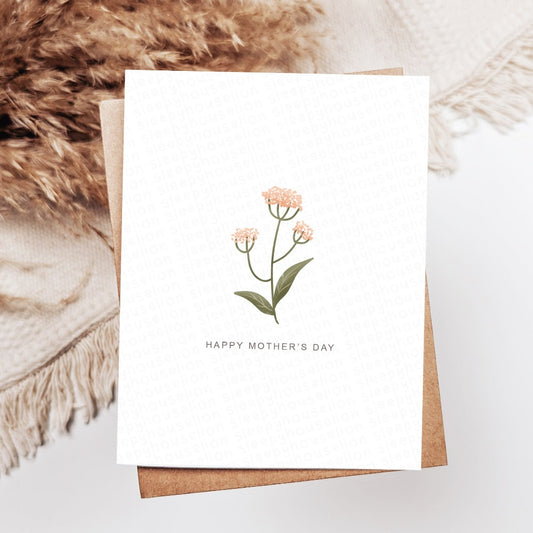 MINIMAL MOTHER'S DAY PINK FLOWERS GREETING CARD