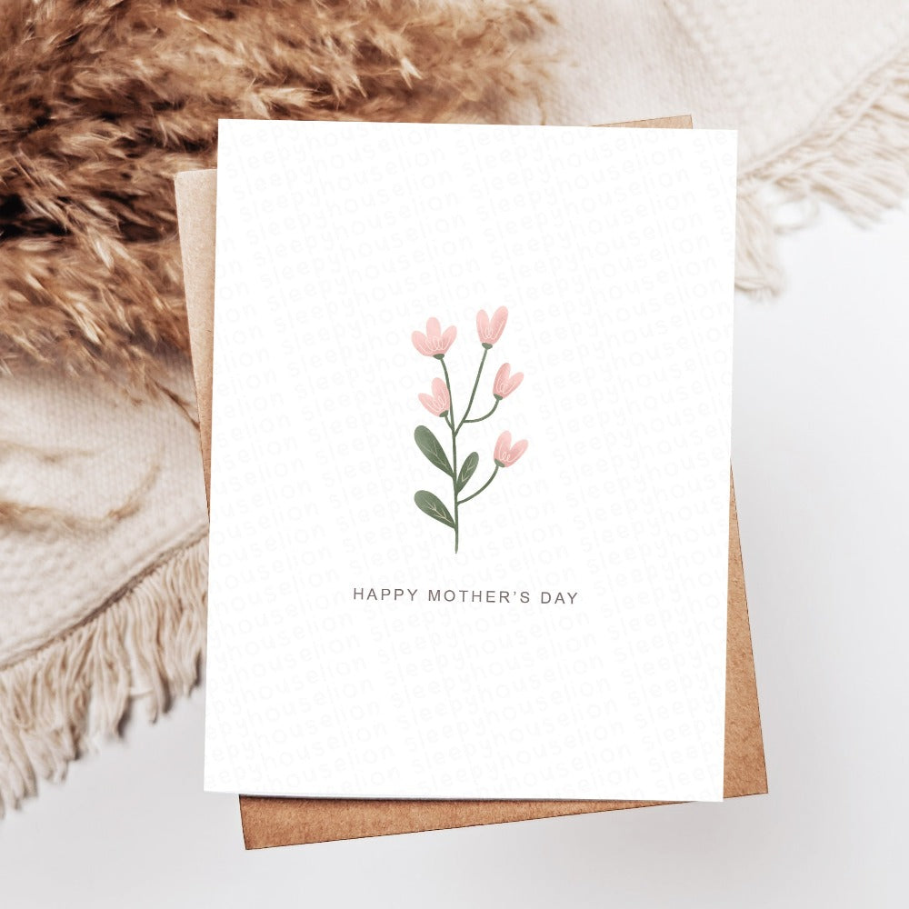 MINIMAL MOTHER'S DAY PINK FLORAL GREETING CARD