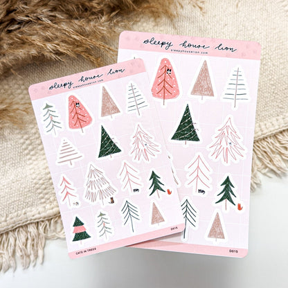 CATS IN CHRISTMAS TREES STICKER SHEET